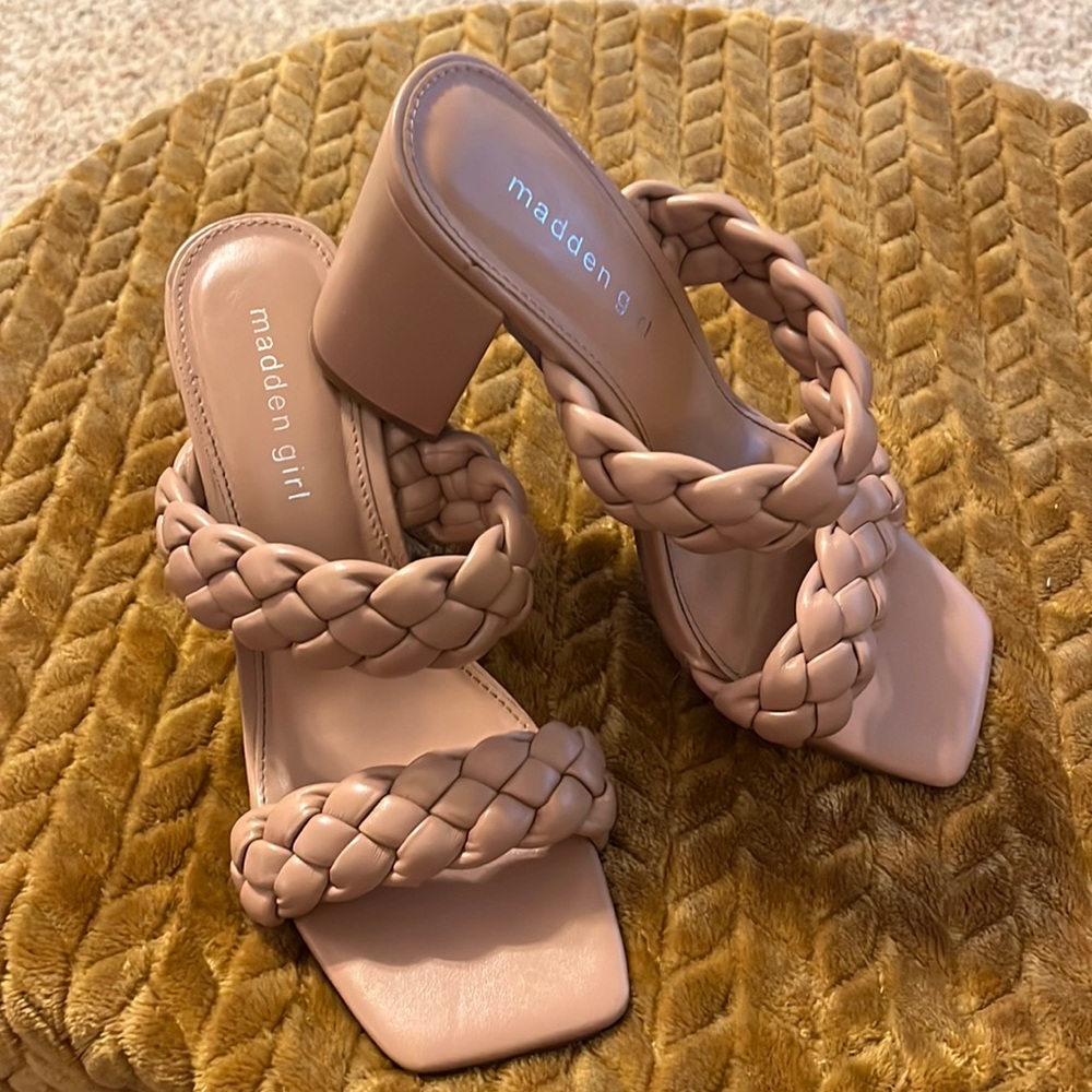 Madden Girl taupe braided sandals perfect condition.  Worn once. Sz 9